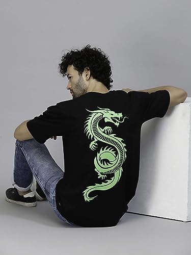 Image of Rigo Back Printed Half Sleeves Round Neck Oversized T-Shirt for Men | Drop Shoulder T-Shirt for Men | Loose Baggy Fit T-Shirt for Men