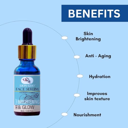 Image of Lion God Face Serum For Instant Brightening & Glowing Skin | With Hyaluronic & Vitamin C | For Men & Women | 15ml