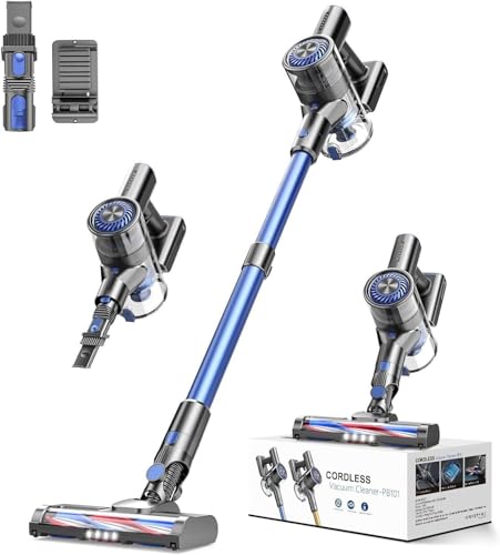 Image of MBTTODF Cordless Vacuum Cleaner, Stick Vacuum Cordless Rechargeable with Power Suction, Up to 40-Min Runtime, Lightweight Vacuum Cleaners for Home, Hardwood Floor,Pet Hair,Carpets,Tile(Blue)