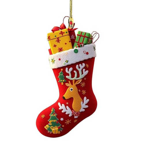 Chaussette de Noël pendentif acrylique 2D YRYRYW pour décoration de sapin et maison