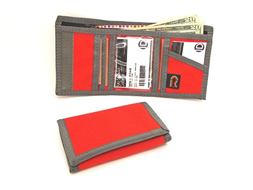 Trifold Wallet w/Inside ID. Hook n Loop Closure. Made in USA (Bright Orange w/Foliage Trim)3