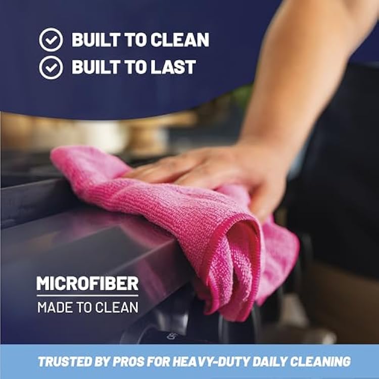 MW Pro Microfiber Cleaning Cloth | Blue | 12 Pack | 16 x 16 | All Purpose Microfiber Towels - Clean, Dust, Polish, Scrub, Absorbent