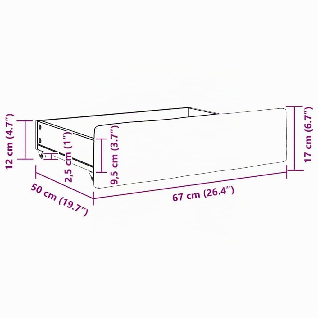 vidaXL Cassetti da Letto 2pz Neri in Legno Multistrato e Tessuto
