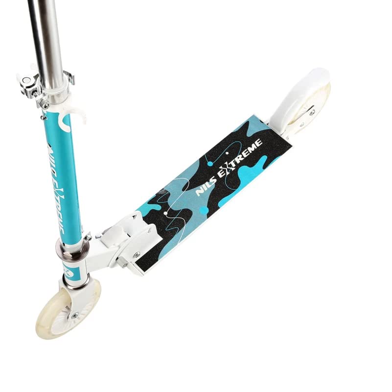 Nils Extreme HD505 Scooter for Children, Teenagers and Adults, LED Wheels, Scooter Children with ABEC5 Bearings, City Scooter, Foldable, Height-Adjustable Handlebar, Mint