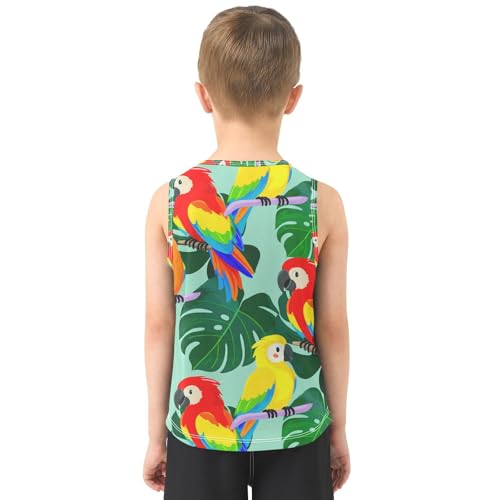 J JOYSAY Macaw Monstera Branch Aqua Boys Tank Top Sleeveless Muscle Shirts Quick Dry Kids T-Shirts 3-15T3