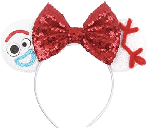 Image of CLGIFT Forky Toy Story Minnie Ears,Pick your color, Iridescent Minnie Ears, Silver gold blue minnie ears, Rainbow Sparkle Mouse Ears,Classic Red Sequin Minnie Ears (Forky)