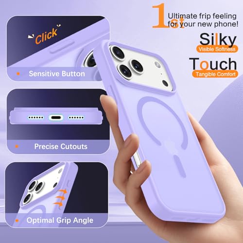 Image of BENTOBEN Magnetic for iPhone 17 Pro Max Case 6.9 inch 2025, [Compatible with Magsafe]Cute Slim Frosted Matte Military Shockproof Protective Bumper Girl Men Phone Cover for iPhone 17 ProMax,Lavender Purple