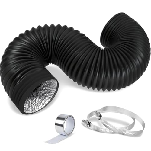 Druuzyl Tubo Flessibile 100mmx3m Condotti Tubo di Ventilazione Flessibile in Alluminio PVC Tubo in Alluminio per Asciugatrice con 2 Fascette Stringitubo per Aria Condizionata Asciugatrice