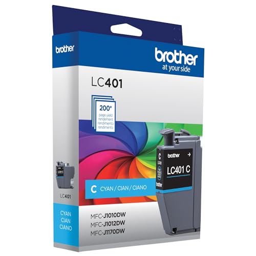 Image of Brother Genuine LC401C Standard-Yield Cyan Ink Cartridge