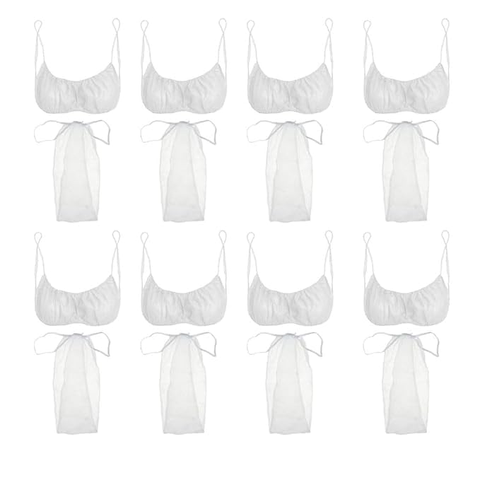 Diamonddeal Disposable Bras and Panties for Spa Non-Woven Underwear Disposable Bra and Panties Sets for Spa T Thong Underwear Tanning Wraps and Spray Tanning Spa White-image-6