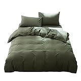 【掛け布団カバー セミダブル 単品売り】オーガニックコットン 170x210cm 掛かバー 洗いざらしの綿100% 布団カバー 防ダニ 掛けふとんカバー オリーブグリーン