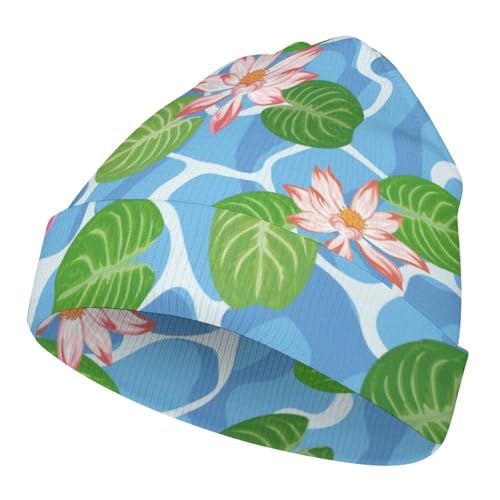 Lotus Flower Pattern Kids Beanie Hat for for Girls Boys Children Cap Winter Knitted Chemo Cancer Headwear Accessories Gifts Decoration Black