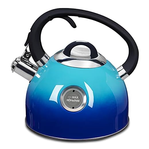 HoHscheid Tea Kettle, 2.6L Stainless Steel Tea Pots Stovetop Whistling Tea Kettle Induction with Ergonomically Shaped, Heat-resistant Soft Handle for Tea Coffee Milk