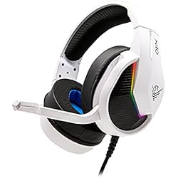 Cascos Gaming Ps3 Phoenix Auriculares Gaming PS5, Micrófono Retráctil, Reducción de Ruido, Almohadillas de Espuma de Alta Densidad, Iluminación RGB, Compatible con PC, PS4, Xbox X, Xbox S, Nintendo, Portátil (Blanco)