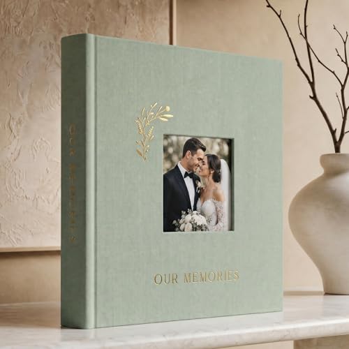 Beautiful Linen Wedding Photo Album For 4x6 Pictures - Safely Holds Up To 200 Photos of Unique Wedding Memories - Perfect Large Photo Book To Store All Pictures of Treasured Family or Baby Moments