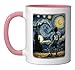 Van Gogh Starry Night Cool Art Team Youth Boys Soccer Player Ceramic Mug, Pink/White