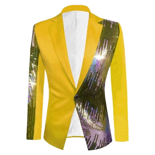 Blazer à un bouton haut de gamme veste patchwork homme au fini brillant et raffiné