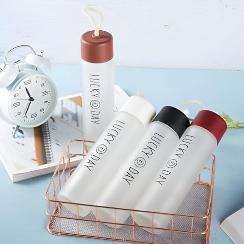 Image of Water Bottle for Office, Frosted Motivational 500 ML, Pack of 2 | Glass Bottle, Leakproof Lid, Stylish Slim Lightweight, For School Gym Travel, BPA Free Cute Aesthetic