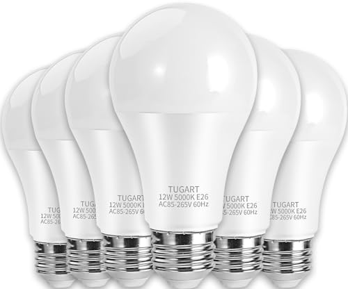 TUGART E26 LED Bulbs, 100 Watt Equivalent, Medium Base Light Bulbs, 1200lm, 5000K Daylight White 6-Pack