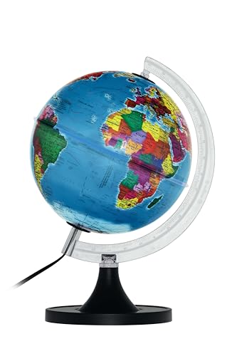 Globo Terrestre Genio Politico - 21cm Iluminado com Led Branco Bivolt - Base Plastico (37X 21,5 X 21,5)