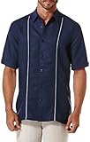 Cubavera Men's Linen Rayon Contrasting Insert and Pick Stitch Shirt