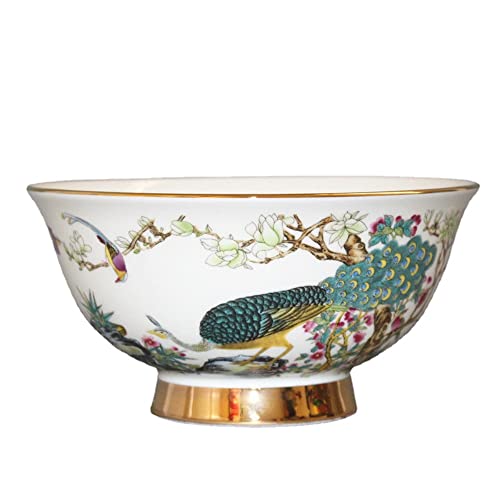 XIALON Qing Qianlong - Cuenco de porcelana antigua (15,5 cm, 15,5 cm), diseño de pavo real