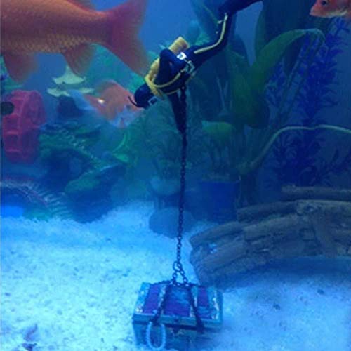Holoras Action Aquarium Ornament, Aquarium Treasure Chest and Diver for Fish Tank Decorations