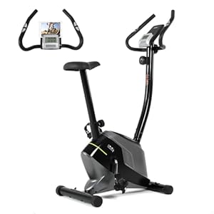 ISE Vélo d&rsquo;Appartement Magnétique Ergomètre Ecran LCD, Exercise Bike, Velo Appartement avec 8 Niveaux de Résistance Réglables, velo d appartement Fréquence Cardiaque, Hauteur d&rsquo;Assise Réglable