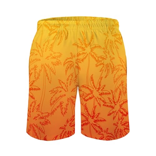 Yellow Orange Gradient Coconut Tree Men's Swim Trunks Vacation Board Shorts Shorts Swimwear Bathing Suits with Pockets3