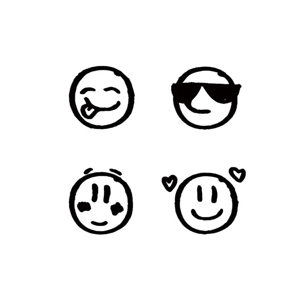 Adesivi Per Tatuaggi Temporanei Smile Emoji Impermeabili A Lunga Durata Per Una O Due Settimane Per Finger Plam Tatuaggi Impermeabili(5 pcs)