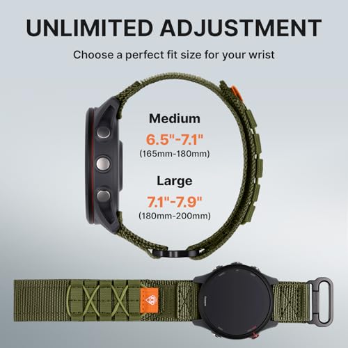 Image of Bandletic Outdoor Nylon Band Compatible with Samsung Watch 5 Bands, 20mm Quick Release Rugged Soft Strap Designed for Amazift Active 2 /Galaxy Watch 7 /6 /4 44mm 40mm /FE 40mm /Forerunner 165 /245 /APEX 2