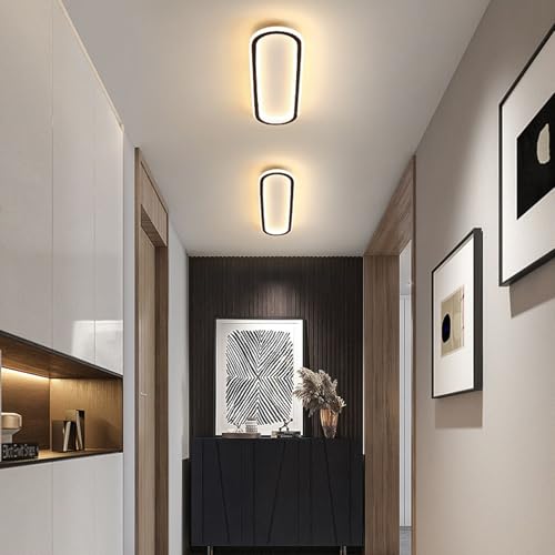 Plafonnier LED moderne noir 20cm pour éclairage intérieur de chambre et couloir moderne