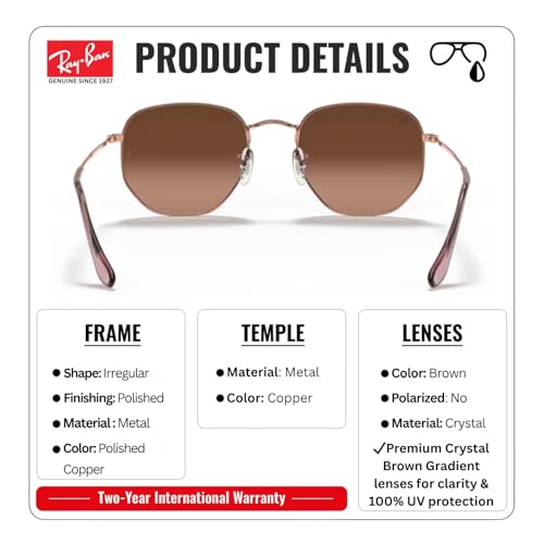 Image of Ray-Ban RB3548N HEXAGONAL FLAT LENSES Square-Round Shape Sunglasses for Men & Women with Official Eyewear Kit