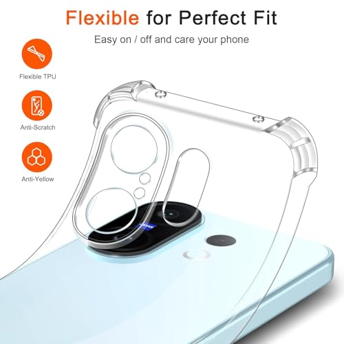Image of Lustree Compatible with vivo V60 5G Back Cover| Clear + TPU Case with 4 Corner Air Cushion Protection & Camera Protection | Slim& Stylus Cover for vivo V60 5G