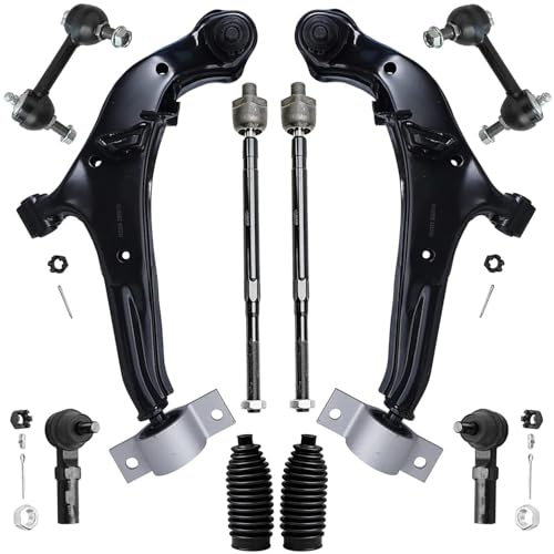 Image of Detroit Axle - 10pc Front End Suspension Kit for 2000-2003 Nissan Maxima, 2000-2001 INFINITI I30, 2002-2004 I35, 2 Lower Control Arms w /Ball Joints 2 Sway Bars 4 Tie Rods 2 Boots Replacement