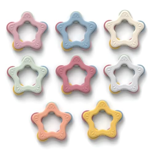 Image of Star Shape Spinner Silicone Baby Teether - BPA Free Chewable Teething Toy, Soft and Safe, Easy to Hold, Star Design with Spinning Wheels, Ideal for Teething Relief (Cream)