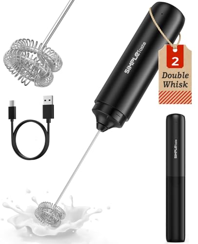SIMPLETASTE Milk Frother Handheld Electric Foam Maker, Drink...