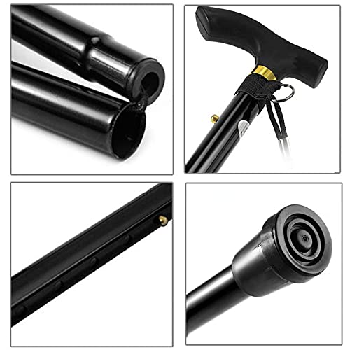 Qxwrel Folding Walking Cane Portable Hand Stick Trekking Poles For Men Women Height Adjustable Travel Accessories For Seniors Balancing Mobility Aid (Black) #TOP2