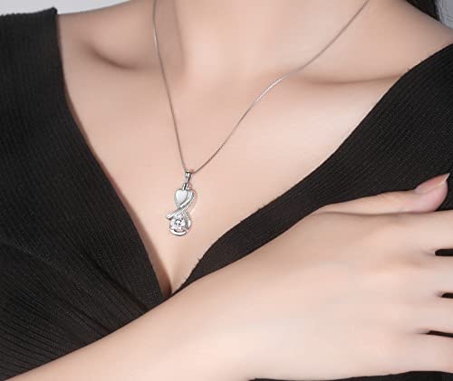 Sterling Silver Infinity Urn Necklace for Ashes for Women - 925 Wing Cremation Necklace Jewelry that Hold Ashes of Human or Pet - Memorial Keepsakes Heart Pendant Gift Jewelry3