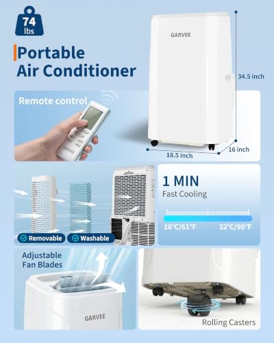 Image of Garvee Portable Air Conditioners 14000 BTUs,1400W 850 Sq.Ft CEER 7.83