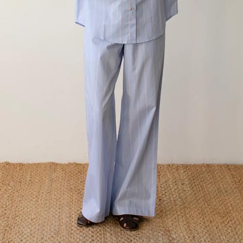 Women Striped Wide Leg Y2k Pants Drawstring Elastic Waist Trousers Casual Loose Lounge Pants with Pockets3