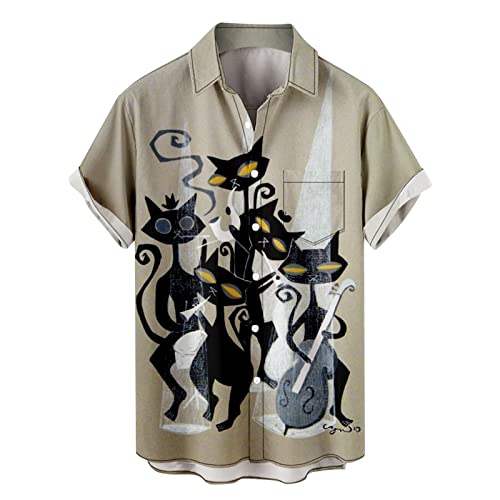 [Stabbon] シャツ メンズ 半袖 大きいサイズ ビジネス 柄 白 速乾 新登場！！アロハシャツ 半袖 綿 ビーチシャツ 通気 快適 メンズ おしゃれ 花柄 和柄 祭り 花火 (L,ベージュ) (L,ベージュ05)の商品画像（Amazon）