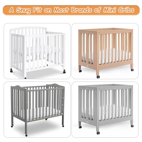 Image of Yoofoss Waterproof Mini Crib Mattress Protector 2 Pack, Quilted Mattress Pad Cover Soft and Breathable, Machine Washable Portable Mattress Protector for Standard Baby Crib Size 38 inchX24 inch