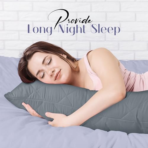 Utopia Bedding Poduszka do Spania na Boku 40 x 145 cm, Pikowane Poduszka na Ciała, Długa Poduszka Ciążowa do Wsparcia Ciążowego, Poduszka do Ciała Dla Osób Śpiących na Boku (Szary)