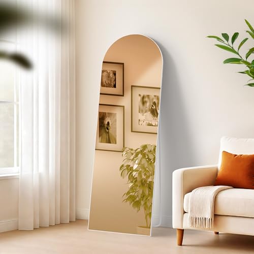 CLP Grand Miroir Moline, Miroir sur Pied et Miroir Mural en Un, Miroir intégral Cadre métallique en Plusieurs Tailles et Couleurs, Couleur:Blanc Mat,...