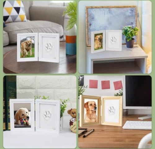 Miniatura 4 de Lecylanker Juego De Impresiones Huellas Perro Y Gato,Marco De Madera,Impresión De Yeso En 3d,Caja De Recuerdos,Marco De Fotos Para Huellas De Mascotas Y Juego De Impresión Blanco