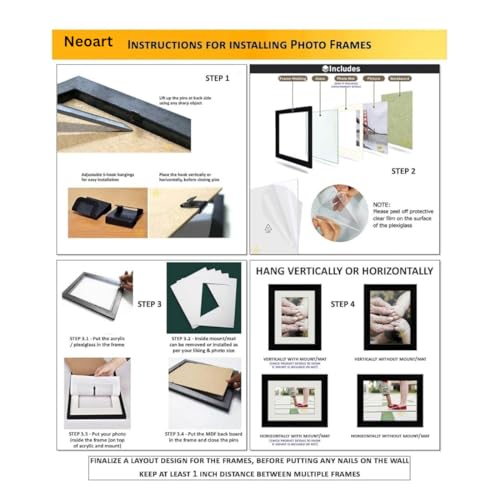 Image of Modern Photo Frame, Black Wood with Glass, 12x18 Inch, Wall Mountable, Rectangle Shape, Matte Black Finish, Contemporary Design for Home and Family Gatherings (4, 12X18)