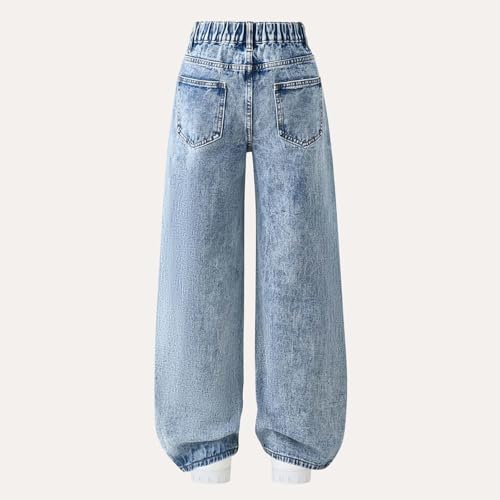 Girls Jeans Stretchy Denim Pants High Waist Ripped Comfortable Everyday School Trousers with Pockets for Teen 6-14Y3