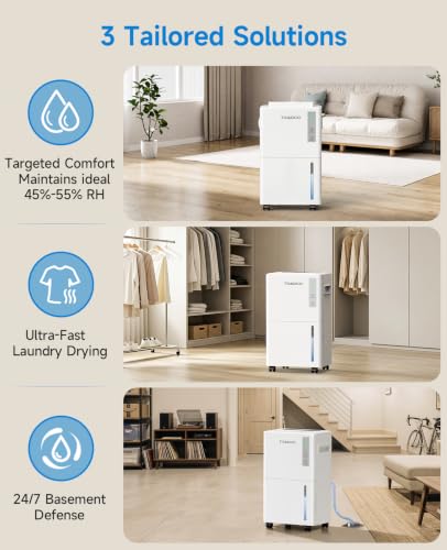 Trazico 1500 Sq.Ft Dehumidifier for Basement, with Drain Hose, 21 Pints - Image 4