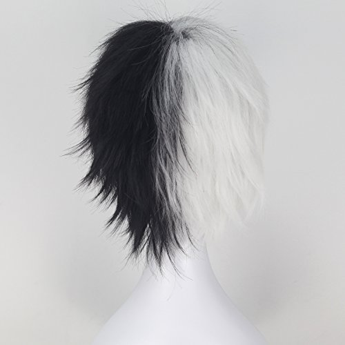 Short Straight Unisex Half Black And Half White Color Lolita Cosplay Wig Men Boy Clothing Shoes Jewelry Amazon Com